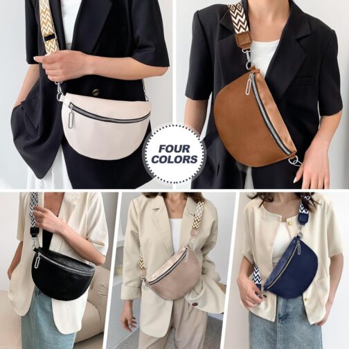 HLEIUKT Women's Large Shoulder Bag, Crossbody Bag, Women's Wide Strap, Bum Bag, Women's Stylish Leather Water-Repellent, Elegant Modern Bags with Removable Shoulder Strap, blue – Bild 7