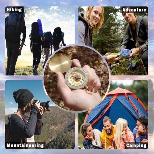 Children's Compass, Portable Compass Pocket Compass, Outdoor Compass, Waterproof Pocket Compass Made of Brass with Fluorescence and Navigation Tools for Outdoor Activities such as Camping Hiking – Bild 7