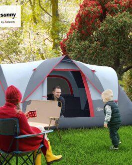 Outsunny Campingzelt für 5-6 Personen stabil wasserdicht Familienzelt mit Eingang Fenster Packtasche, Zelt mit 3000mm Wassersäule Tunnelzelt Kuppelzelt für Camping Reise Garten