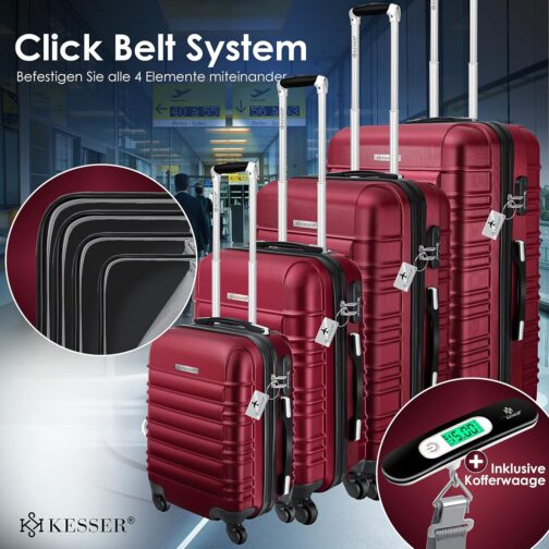 KESSER 4-Piece Basic Hard-Shell Trolley Suitcases, ABS Travel Luggage on 4 Wheels with Telescopic Handle and Lock, S-M-L-XL – Bild 4