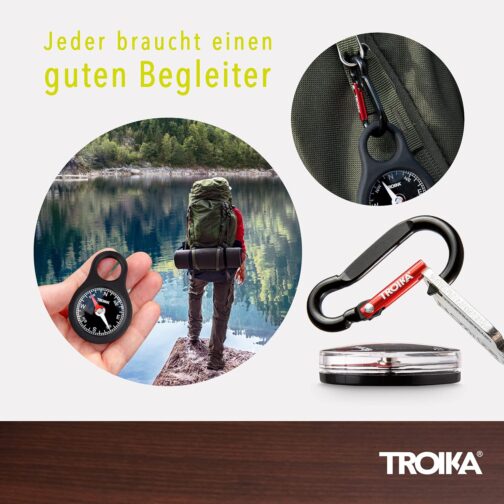 Troika WEGWEISER – COS10/BK – Keyring with compass – incl. Carabiner – PVC/acrylic/ABS/aluminium – red, black original – Bild 5