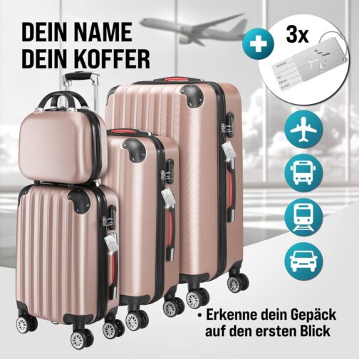 Monzana® Baseline Set of 4 Suitcases, Rose Gold, Vanity Case/M/L/XL, Gel Handles, Combination Lock, Travel Suitcase, Trolley Suitcase Set, Rolling Case – Bild 7