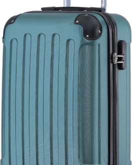 BEIBYE Hard Shell Suitcase, Trolley Suitcase, Travel Suitcase, Security Combination Lock, Twin Wheels, ABS Material, Hand Luggage, 4 Wheels (M / L / XL Set), Dark green
