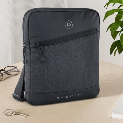 bugatti Universe Men's Small Black Shoulder Bag Mini Messenger Bag – Bild 6