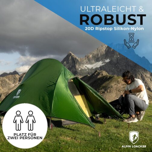 ALPIN LOACKER Cloud Pro Up Two Person and One Person Tent Ultralight I Two Man Tent and One Man Tent I Lightweight Trekking Tent I Bikepacking Dome Tent – Bild 2