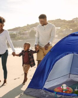 Relaxdays Pop Up Camping Tent H x W x D: 135 x 200 x 200 cm, throwing tent, water-repellent, small pack size, UV 50+, blue, blue