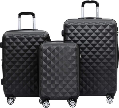 BEIBYE Trolley Suitcase, Travel Suitcase Set, Luggage Set, Suitcase Set, 4 Twin Wheels, Hard Case, black