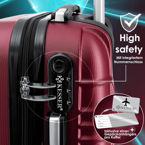 KESSER 4-Piece Basic Hard-Shell Trolley Suitcases, ABS Travel Luggage on 4 Wheels with Telescopic Handle and Lock, S-M-L-XL – Bild 5