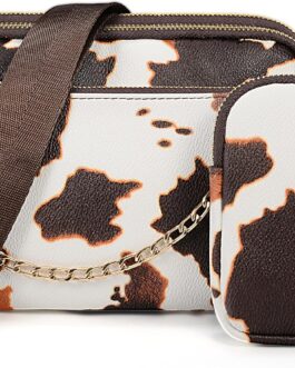 UTO Women’s 3-in-1 Crossbody Bag, Wide Strap with Coin Bag, Handbag with Removable Chain, Shoulder Bag with Removable Adjustable Shoulder Strap, Small Bag, Leather, Stylish