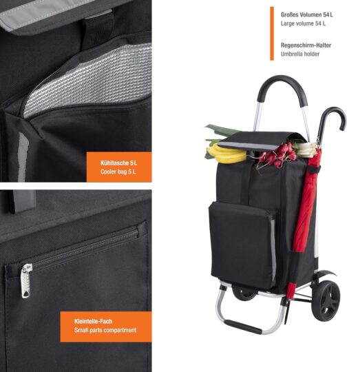 Meister Folding Shopping Trolley with Cool Compartment with Removable Rainproof Bag with Capacity of 54 L, 6816800 – Bild 6