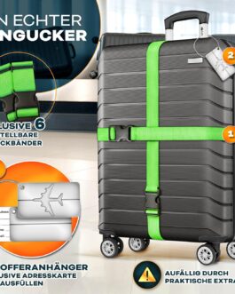 tillvex® Travel Suitcase Set 3-Piece + Luggage Scale, 6 x Suitcase Straps and 3 x Luggage Tags Suitcase Set 4 Wheels Trolley Luggage Suitcase TSA Lock Rolling Suitcase Hard Case Set S-M-L-XL, grey