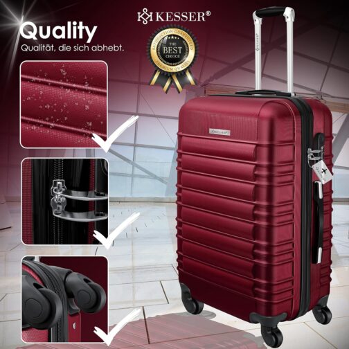 KESSER 4-Piece Basic Hard-Shell Trolley Suitcases, ABS Travel Luggage on 4 Wheels with Telescopic Handle and Lock, S-M-L-XL – Bild 3