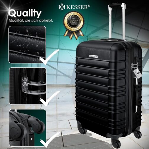 KESSER® 3-Piece Set Basic Hard-Shell Trolley Suitcases, ABS Travel Luggage on 4 Wheels with Telescopic Handle and Lock, M-L-XL – Bild 3
