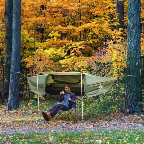 Night Cat Hammock Tent with Flat Base for 1 Person with Mosquito Net Waterproof Cover and Additional Storage Space Hiking Camping in the Garden Backyard Wild – Bild 2