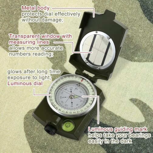 GWHOLE Waterproof Compass for Hiking Military Navigation with Pouch Lanyard and English User Guide – Bild 4