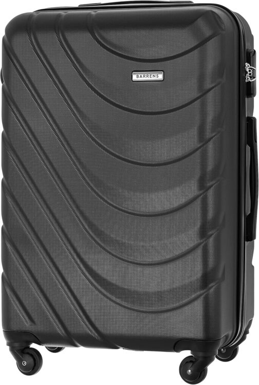 BARRENS Suitcase | ABS Material | Cipher Lock | Flexible Handle | 360 Degree Wheels |, black, Hard shell