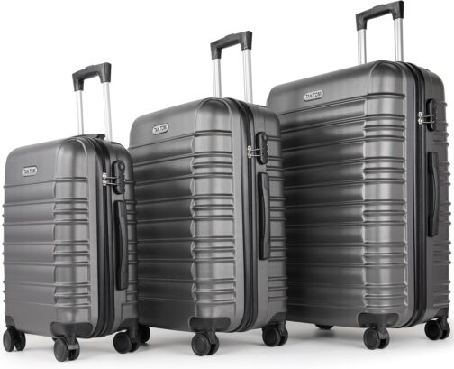MoFut Large Suitcase, Travel Suitcase, Hard-Shell Suitcase, Trolley Suitcase with Wheels, with Password Lock, Suitcase with Telescopic Handle, darkgray