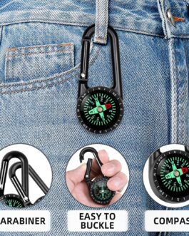 Compass with Carabiner Hook, Compass Carabiner Mini Compas Outdoor Compass Key Fob Pocket Compass Children Nautical Compas Mini Compass Keyring for Camping Hiking Accessories, Black