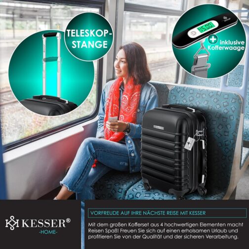 KESSER® 3-Piece Set Basic Hard-Shell Trolley Suitcases, ABS Travel Luggage on 4 Wheels with Telescopic Handle and Lock, M-L-XL – Bild 8