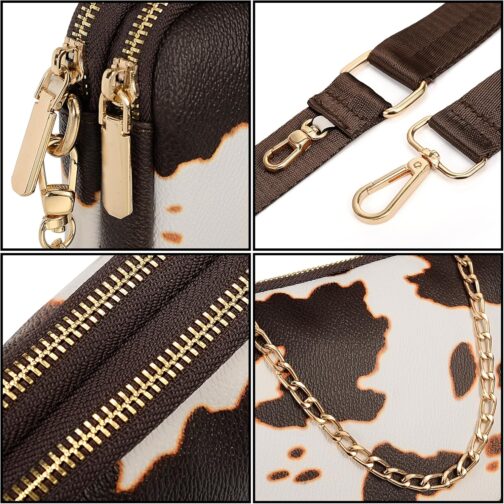 UTO Women's 3-in-1 Crossbody Bag, Wide Strap with Coin Bag, Handbag with Removable Chain, Shoulder Bag with Removable Adjustable Shoulder Strap, Small Bag, Leather, Stylish – Bild 5