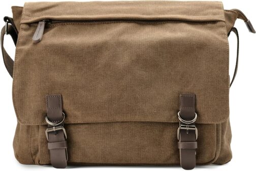 Trendhim Caramel Brown Canvas Messenger Bag for Men Shoulder Bag Large Canvas Shoulder Bag for Everyday and Work – Bild 6