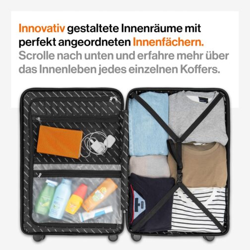 Travely Premium Hand Luggage Suitcase, 55 x 40 x 20 cm, Suitable for Ryanair, Lufthansa, Eurowings, etc., 36 L Trolley, with Soft Wheels and Practical TSA Lock, Travel Suitcase – Bild 4