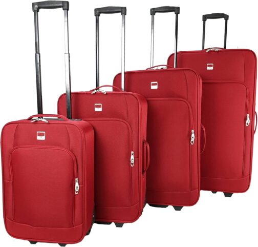 SIGN Fabric Suitcase Trolley, Travel Suitcase, Inline Wheels (Hand Luggage, Medium, Large, Very Large), red – Bild 8