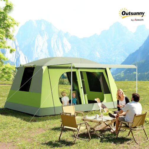 Outsunny Camping Tent for 4-8 People Lightweight, Stable Waterproof Tunnel Tent with Canopy, Window, Hooks, Side Pocket, Family Tent with 2000 mm Hydrostatic Head Tent for Camping, Travel, Trekking – Bild 2