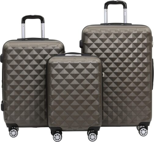BEIBYE Trolley Suitcase, Travel Suitcase Set, Luggage Set, Suitcase Set, 4 Twin Wheels, Hard Case, coffee