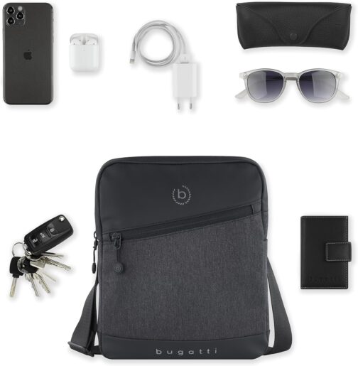 bugatti Universe Men's Small Black Shoulder Bag Mini Messenger Bag – Bild 5