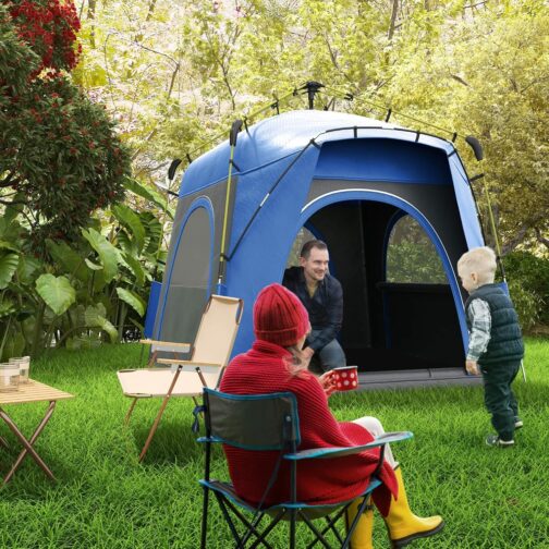Outsunny Kuppelzelt für 4 Personen leicht, stabil wasserdicht UV 50+ Pop Up Campingzelt mit Haken Tür Fenster, Bodenplane Familienzelt mit 1000mm Wassersäule Zelt für Camping Reise Trekking Garten – Bild 2