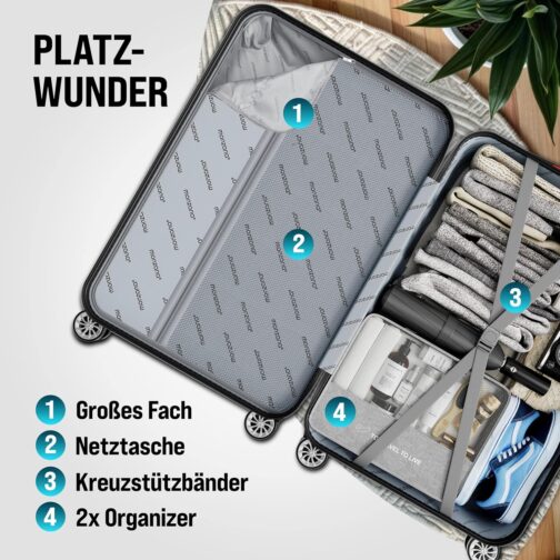 Monzana® Baseline Set of 4 Suitcases, Rose Gold, Vanity Case/M/L/XL, Gel Handles, Combination Lock, Travel Suitcase, Trolley Suitcase Set, Rolling Case – Bild 5