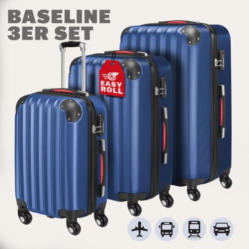 Suitcase Luggage Set with Wheels Set of 3 Silver Hardcase Travel Bags - 89 68 36 Litres – Bild 9