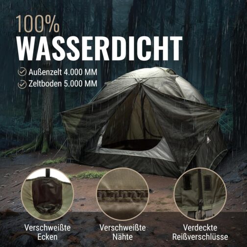 WANDERFALKE® Zelt 2-4 Personen wasserdicht 4.000mm, Ultraleicht & kleines Packmaß, Campingzelt mit Vorzelt, Familienzelt, Outdoor Zelte für Camping, Reise, Angeln, für warme & kalte Tage – Bild 5