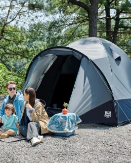 TIMBER RIDGE Tent 4 Person Standing Height 190 cm Camping Tent Waterproof with Awning Ventilation Hats Family Tent Dome Tent for Outdoor Travel Trekking Garden Festival