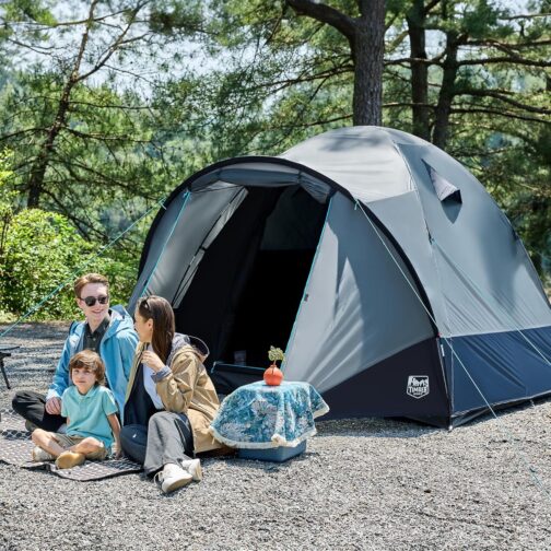 TIMBER RIDGE Tent 4 Person Standing Height 190 cm Camping Tent Waterproof with Awning Ventilation Hats Family Tent Dome Tent for Outdoor Travel Trekking Garden Festival – Bild 2