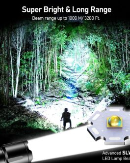 Blukar LED Rechargeable Torch, 500,000 Lumens, Extremely Bright Zoomable Tactical Torches, Strong with 5 Light Modes, IP67 Waterproof Flashlight Torch for Camping, Hiking, Outdoor, Fishing, Emergency