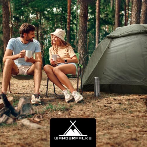 WANDERFALKE® Zelt 2-4 Personen wasserdicht 4.000mm, Ultraleicht & kleines Packmaß, Campingzelt mit Vorzelt, Familienzelt, Outdoor Zelte für Camping, Reise, Angeln, für warme & kalte Tage – Bild 7