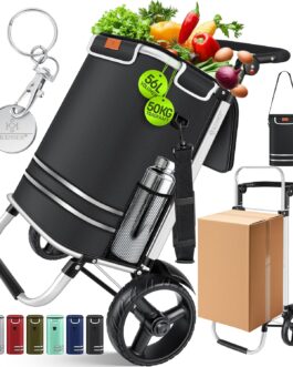 KESSER® Foldable Shopping Trolley with 56 L Capacity and Load Capacity up to 50 kg | 3-in-1 Trolley Sack Truck & Shoulder Bag | Foldable Shopping Trolley Including Cooling Compartment & Shopping Chip