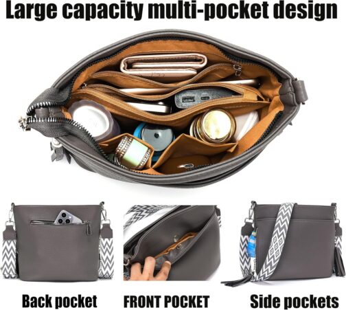 Paigtes Shoulder Bag, Women's Medium Size Handbag, Women's Leather PU Bag, Women's Shoulder Bags, Women's Bags with Wide Shoulder Strap and 4 Compartments – Bild 5