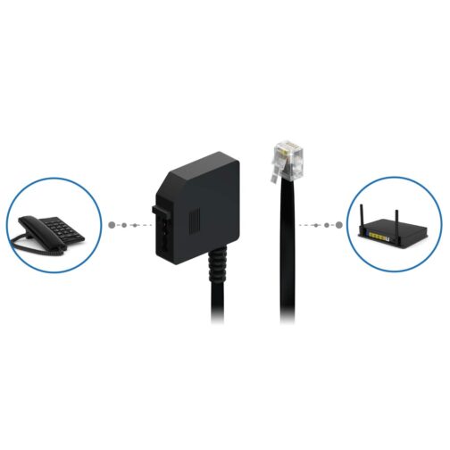 deleyCON 0.2 m Telephone Adapter RJ11 Plug 6P4C to TAE-F Female Flat Cable Telephone Adapter Cable Telephone Router Black – Bild 5