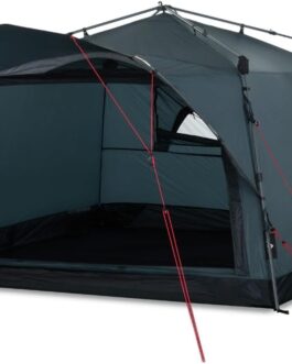 qeedo Quick Villa Family Tent (for 4 or 5 People) with Quick-Up Quick Assembly System – Waterproof Camping Tent, Extra Large, Tall & Spacious, with Canopy, Entrance & Window with Mesh Mosquito Net