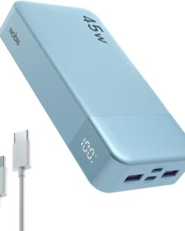NOBIS Power Bank, Powerbank 20000 mAh, 45 W External Mobile Phone Batteries, Quick Charging, External Battery with C to C Cable, Portable Charger with Digital Display for Phone, Android, Laptop, etc.
