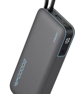 CUKTECH 20000 mAh Power Bank, 45 W Power Bank with Integrated USB-C Cable, External Mobile Phone Batteries with Quick Charge Function, External Battery with Digital Display for iPhone 16/15 Pro Max,