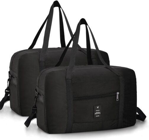 PALAMEA EasyJet Travel Bag Foldable Hand Luggage 40 x 25 x 20 45 x 36 x 20 cm EasyJet Duffel Bags Travel Luggage Lightweight Sports Bag for Travel Sports Gym Holiday Weekender Hand Luggage, Black