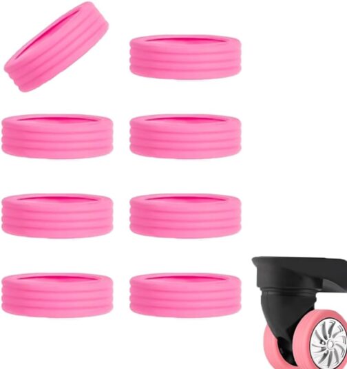 RHQFDM Pack of 8 Luggage Wheel Sleeves, Colourful Silicone Luggage Wheel Covers, Luggage, Suitcase, Wheels Cover, Reduces Noise, Luggage Roll Protection, Luggage Wheels Protection, Suitable for Most