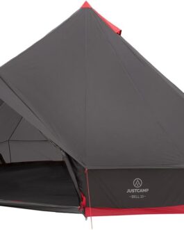 JUSTCAMP Bell Tipi Tent for Family Groups – 4 Sizes (4-12 People) – Waterproof (3,000 mm) – with Standing Height – 2 Colours (Grey, Mint)