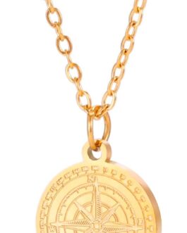 VASSAGO Compass Necklace for Men Women North Star Compass Pendant Necklace Vintage Nautical Graduation Medal Jewellery Amulet for Men