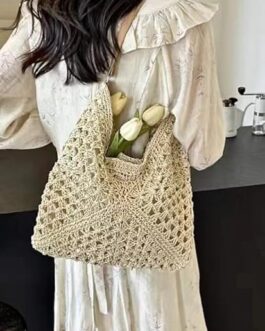 KERLYING Straw Bags Women’s Summer Hollowed Beach Shoulder Bag, 2025 Leisure Shoulder Handbag by the Sea, Large Woven