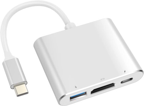 VVG USB C to 4K HD.MI Adapter for MacBook Pro/Air, 3 in 1 USB-C Digital AV Multiport Adapter with 4K 30Hz, 100W Charging, USB 3.0 5Gbps Data Port Compatible with Mac M1 M2 Laptop iPad Pro/Switch